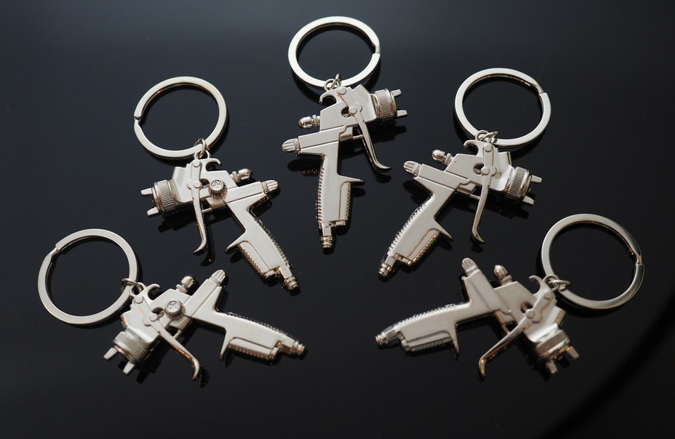 5 Pack Spray Paint Gun Metal Key Chain Ring Pendant Keychain