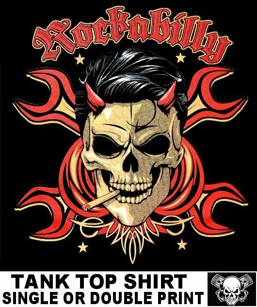 ROCKABILLY GREASER SKULL CROSSED WRENCHES ROCK N ROLL CAR CULTURE TANK