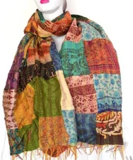 Wholesale Lot 25 PC Vintage Kantha Cotton Patchwork Scarf Reversible Stole Shaw
