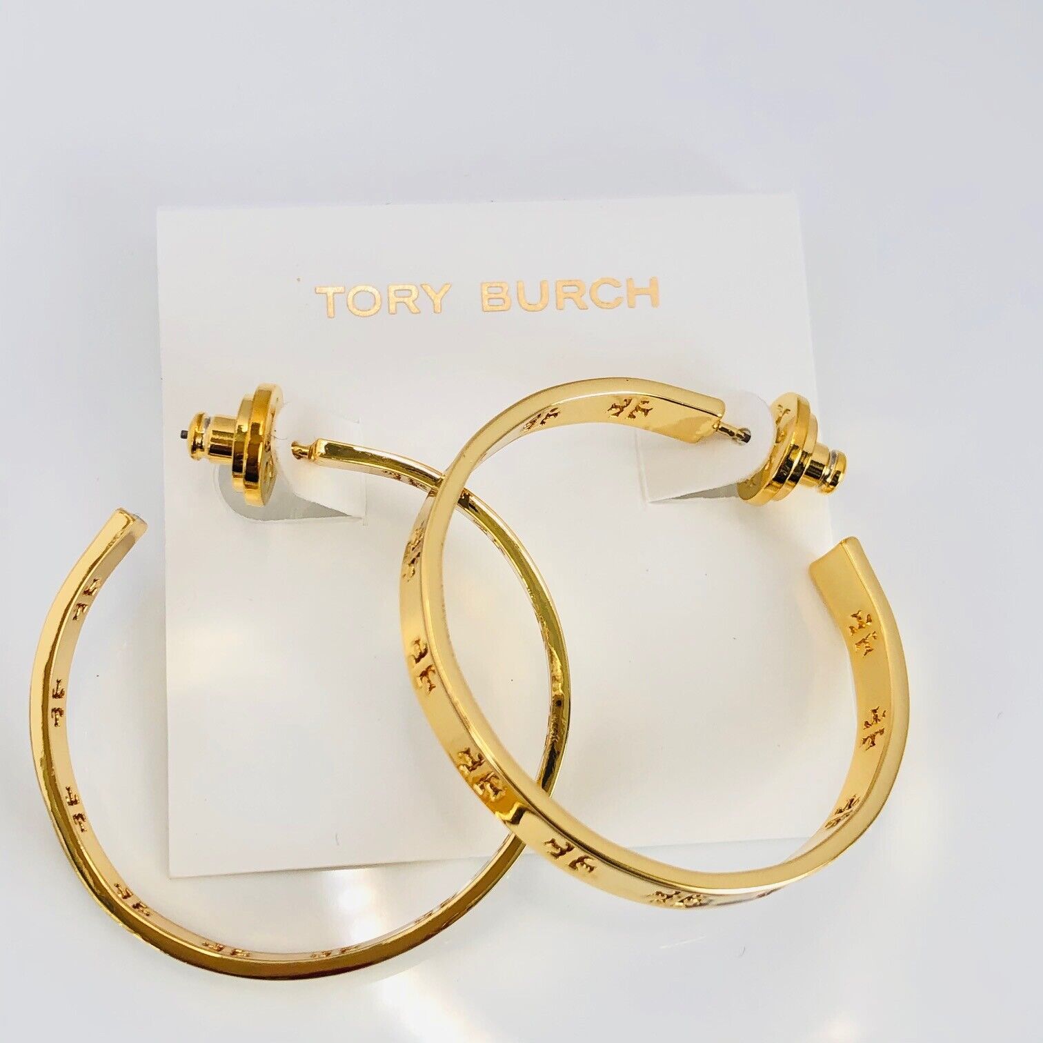 Auth NEW Tory Burch GOLD T-Pierced Logo Cut Out Hoop Earrings w/ Tag & Dust  Bag | eBay