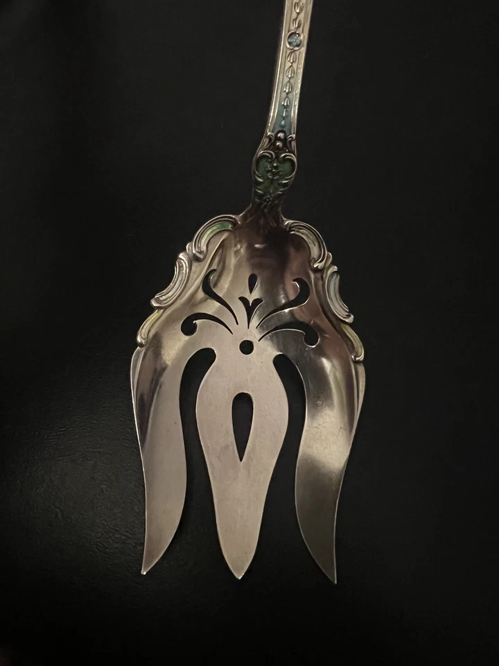 Tenedor para servir verduras Louis XVI por Gorham plata esterlina esmaltada 9” Foto 3 de 4