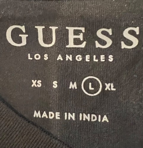Guess Los Angeles T shirt Large Black w Gold Foil Skull Black Studs in Eyes - Picture 6 of 6