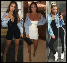 Women Raw Edge Distressed Denim Jacket Ripped Crop Coat Vintage Relax Fit New Uk