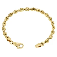 Men's 10k Yellow Gold Solid Diamond Cut Rope Chain Bracelet 8" 6mm 18.9 grams