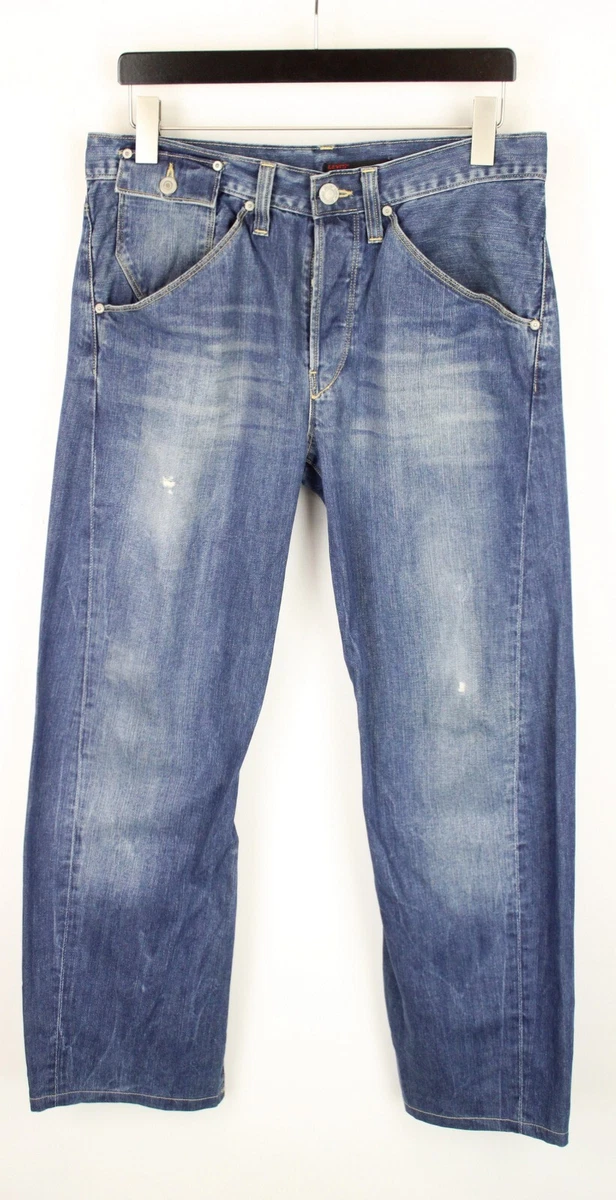 LEVI S Engineered Jeans Mens W31 L29 Regular Fit Faded Whiskers Distressed