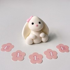 Fondant Bunny Cake Topper Edible Birthday Decoration Girl Personalised
