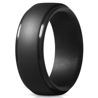 #ad #ad Silicone Wedding Ring Band Men Woman Black Flexible Rubber Gym Plastic Temporary $6.95