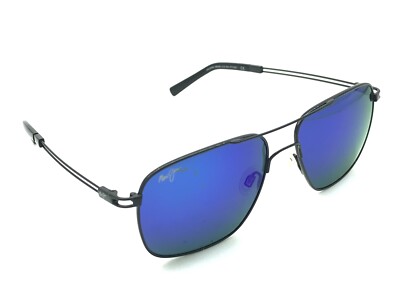 Maui Jim HALEIWA MJ 328-02 Polarized Black Sunglasses Blue Mirror