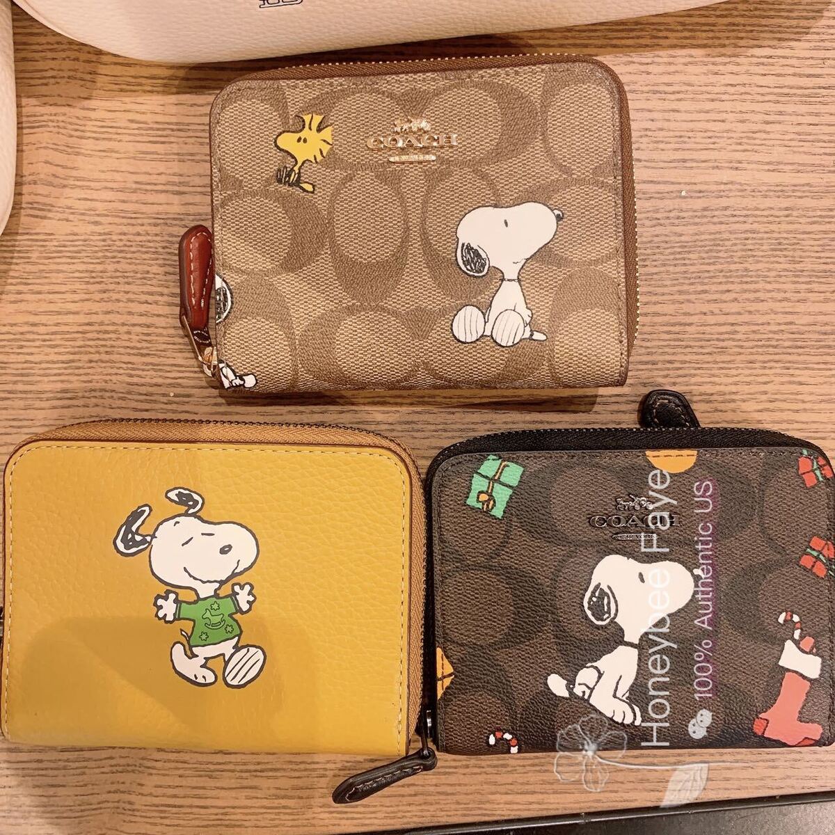 NWT Coach X Peanuts Small Zip Around Wallet With Snoopy Woodstock