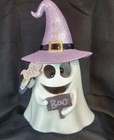 Goblin & Ghoul Purple Glitter Witch Hat Ghost Lights Up! 12in Home Goods Decor