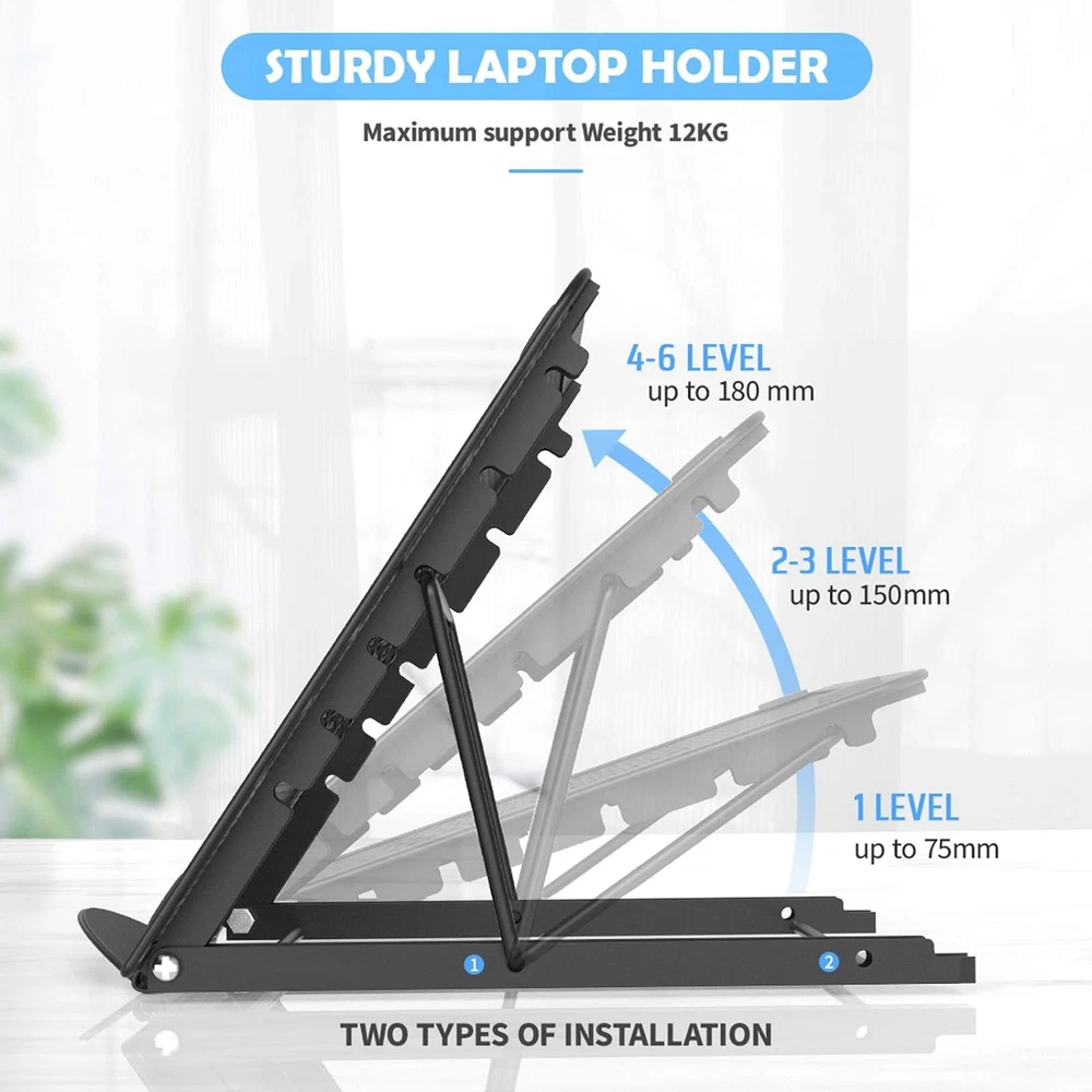 Laptop Stand for Desk, Foldable Portable Ventilated Desktop Laptop Holder, Tray