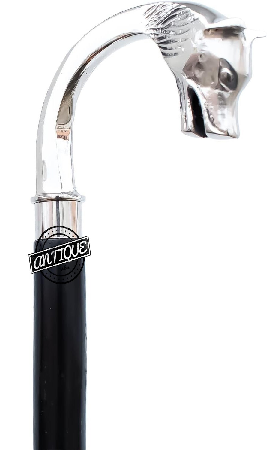 SILVER WOLF HANDLE SOLID HANDMADE CANE STICK STEA… - image 1