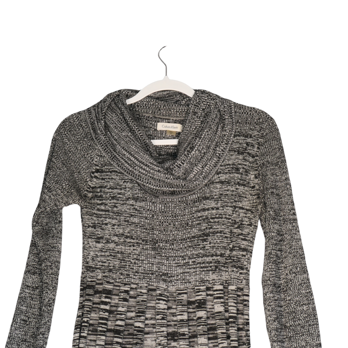 Calvin Klein Sweater Dress Womens M Heather Gray Ribbed Fit Flare Career  Classic | eBay