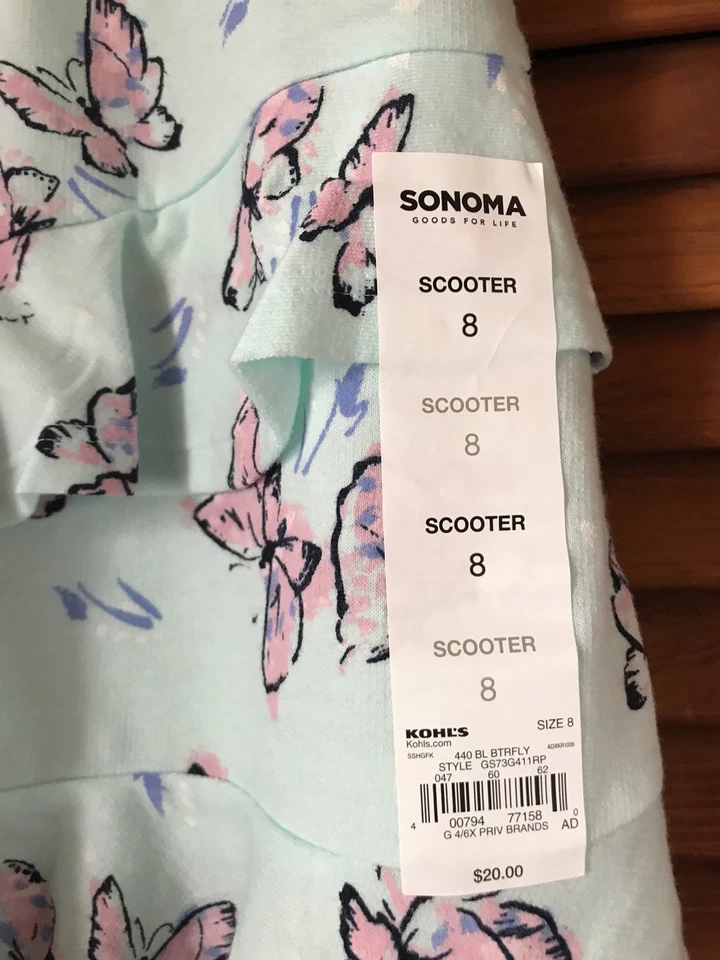 Новый с ярлыками! Девочек скутер юбка ярусный встроенный шорты синий с бабочками Sonoma - Изображение 4 из 4