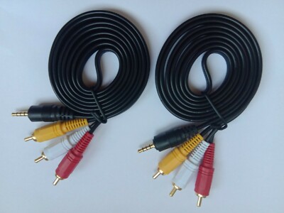 2 pcs 3.5mm Mini AV Plug to 3 RCA Male Plug Adapter Audio Video Cable 1.5m New