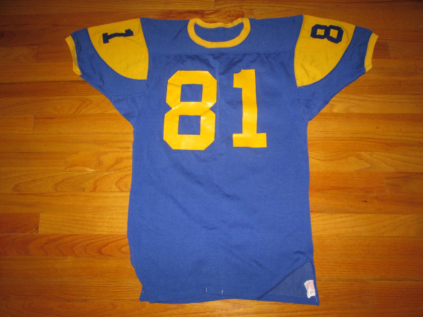 HANESPORT Vtg 60s 70s Durene RAMS COLORS football #81 Jersey t shirt USA Hanes M