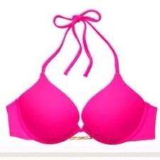 Victoria  s Secret Bombshell Add 2 Cups Shine Strap Swim Bikini Bra Top 34DD