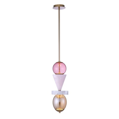 Kalco Lighting Demi Pink Jade LED Mini Pendant, Winter Brass - 518756WB