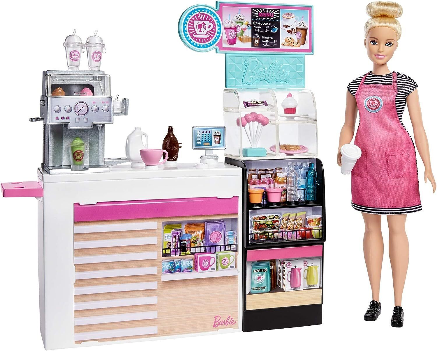 Barbie You Can Be Anything Coffee Shop Playset GMW03 21 Pcs Age 3