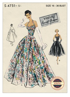 1950s Evening Halter Dress Vintage Sewing Pattern Bust 36 | eBay 1950s Evening Halter Dress Vintage Sewing Pattern Bust 36 | eBay