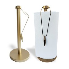 Stainless Steel Vertical Paper Roll Towel Holder Tissue Storage Rack - GOLD