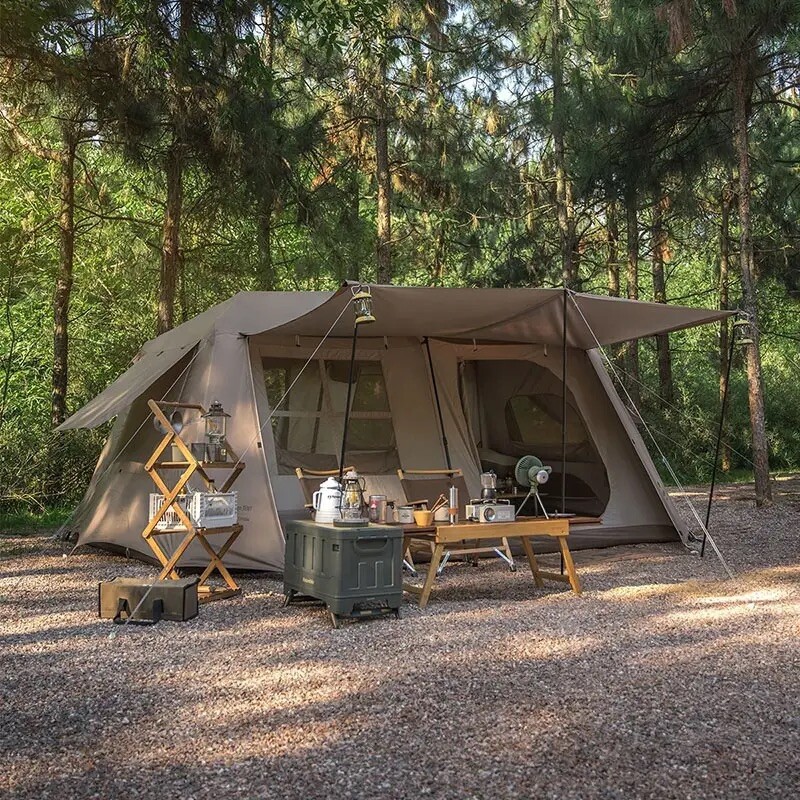 Tienda glamping de lujo casa de camping familiar de dos dormitorios al aire libre 13 m² 5-8 personas