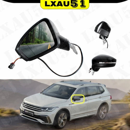 Left Driver Side Black Mirror For VW Tiguan 2018-2021 Heated 6 Pins