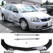 For Mitsubishi Galant Black Whte Front Bumper Lip Spoiler Splitter + Strut Rods