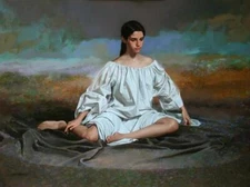 Large oil painting the woman on canvas Home Wall Decor handmade Modern Art 36"