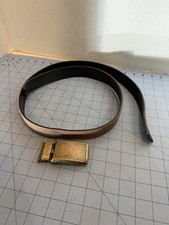 SlideBelts Brass Canvas Leather Ratchet Belt Automatic Buckle Size 30-40 Used