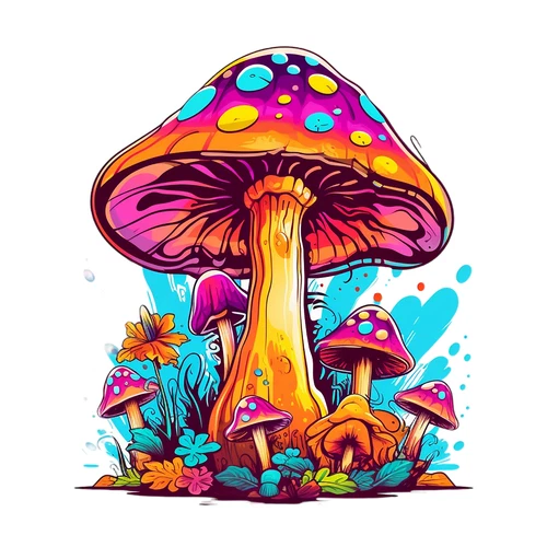 Psychedelic Magic Mushroom Groovy Trippy Hippie Self Adhesive Vinyl Sticker