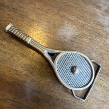 Vintage 1970's Solid Brass Tennis Themed Belt Buckles Baron Racket BTS