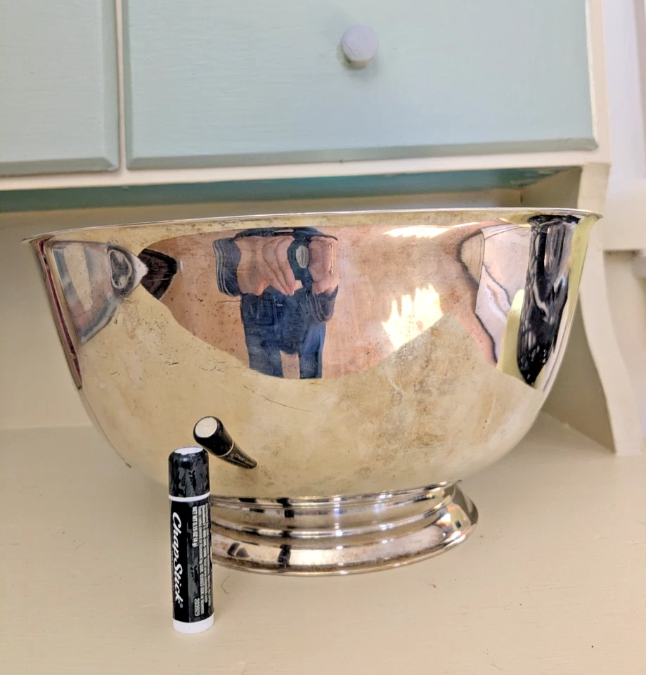 Cuenco grande Oneida plateado reproducción Paul Revere 12" diámetro Foto 4 de 4