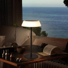 Solar LED Table Lamp, 3-Level Dimmable, Black, Cordless, USB/Solar Powered