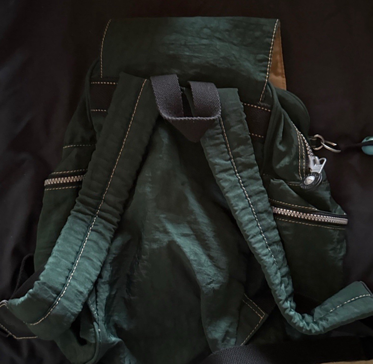 Kipling Lightweight Backpack Forest Green With St… - image 3