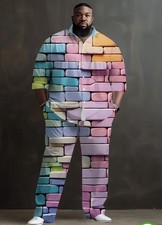 Men's Outfit 2 Piece Set Shirt Pants Suit PLUS SIZE BIG 3XL