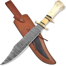 17" Bowie Jagdmesser Full-Tang Damascus feste Klinge Holzgriff Messer Survival