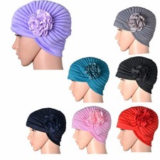 Women Flower Indian Stretch Turban Hat Chemo Cap Hair Loss Scarf Headwrap
