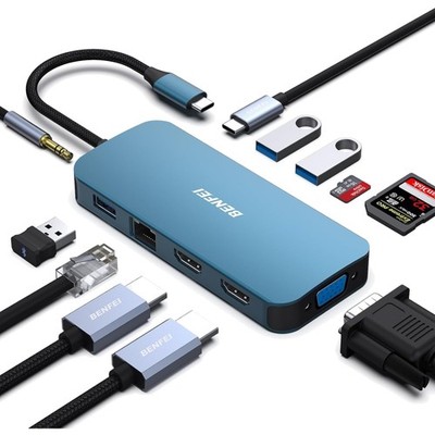 USB C MST Hub Docking Station - 11 in 1 für MacBook Air/Pro XPS Surface