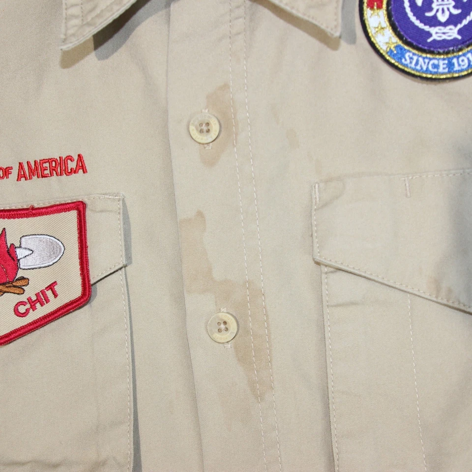 Camisa Uniforme Niños Scouts of America Juvenil M 776 Nassau Nueva York FIREM'N CHIT Foto 4 de 4
