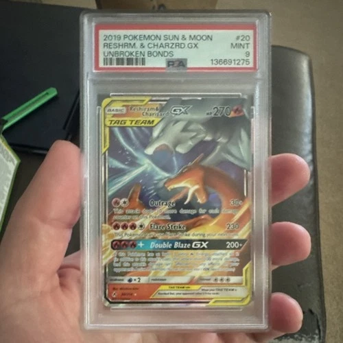 Pokémon Reshiram & Charizard GX TG-20 Unbroken Bonds Card 2019