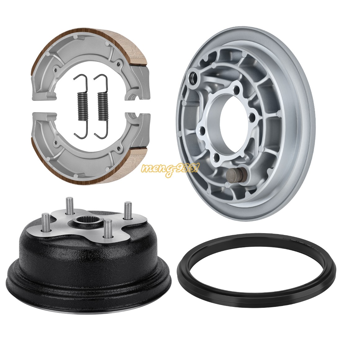 Rear Brake Drum Hub Plate Shoes Kit for Yamaha Big Bear 350 Kodiak 400 1993-1999