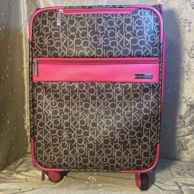 Calvin Klein Pink/Brown Monogram 21” Carry-On Suitcase