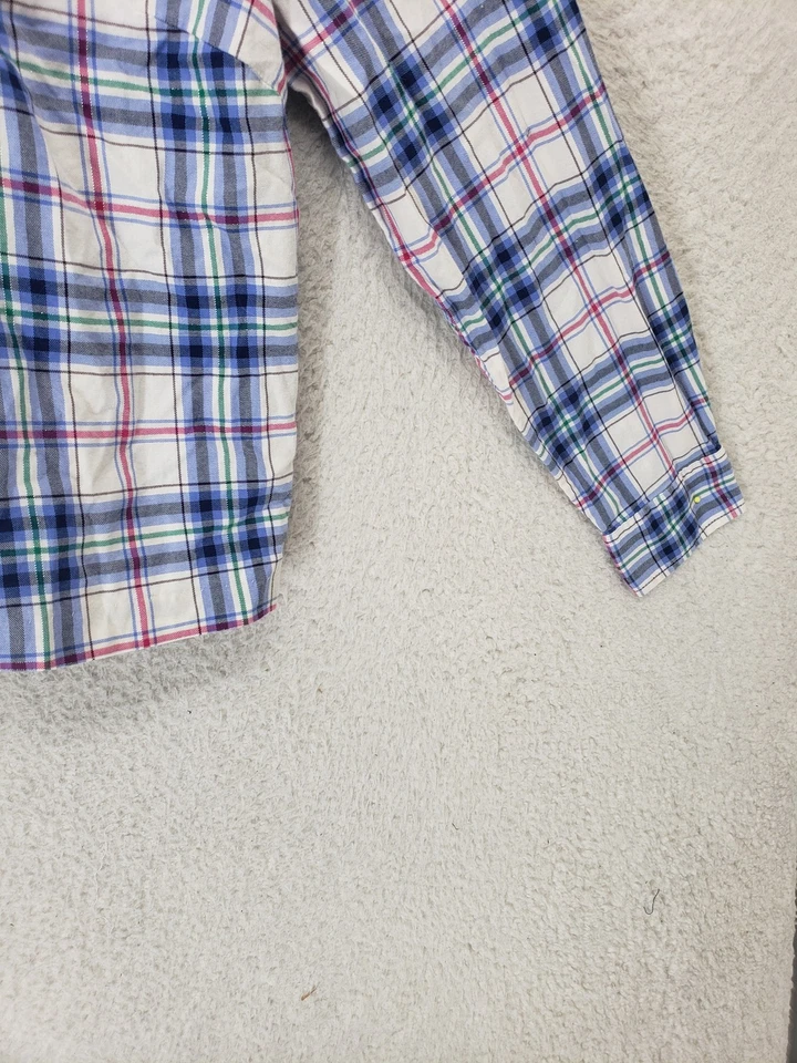 Top de pijama Talbots para mujer MP azul franela a cuadros con botones manga larga ropa de dormir Foto 4 de 4