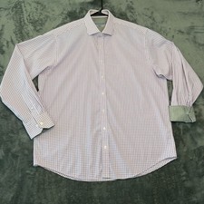 Twillory Dress Shirt Mens 17 34-35 White Tattersall Performance Long Traditional
