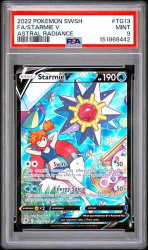 2022 POKEMON SWORD & SHIELD ASTRAL RADIANCE #TG13 FULL ART/STARMIE V PSA 9