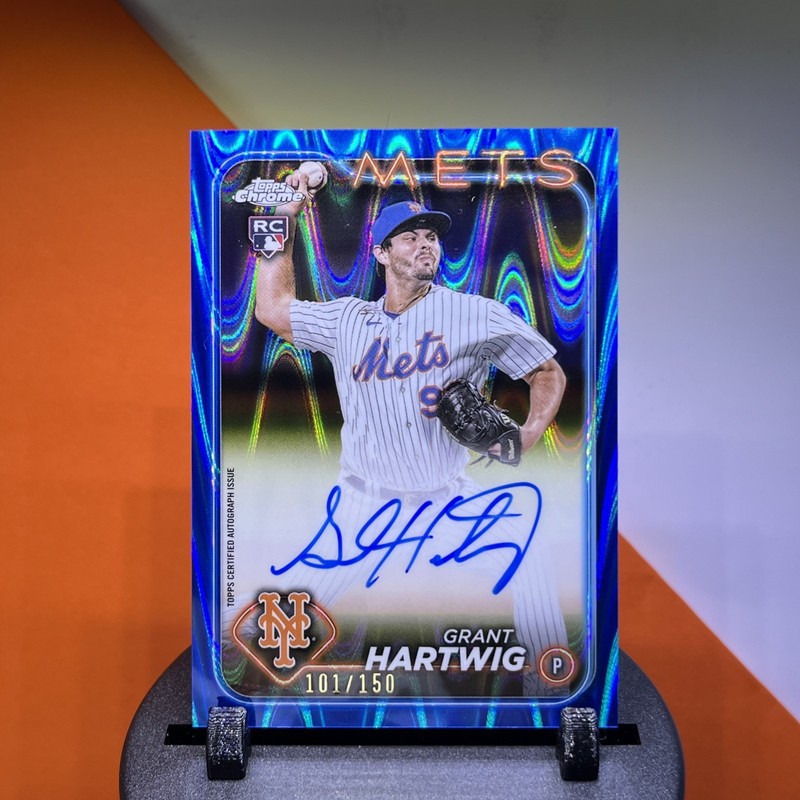 Grant Hartwig 2024 Topps Chrome #RA-GH Rookie Auto Blue Wave Refractor /150