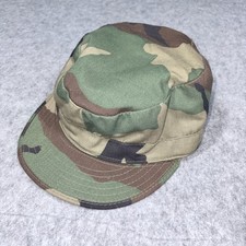Vintage Military Patrol Cap Hat Large Camouflage Made in USA Orange Lining Vtg