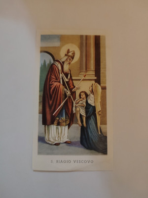 San Biagio Vescovo Santino holy card F25