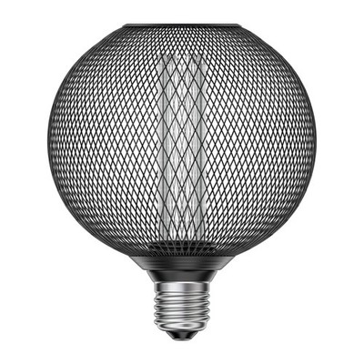 E27 LED Leuchtmittel, Lampe, Metallkäfig schwarz, G120, extra warmweiß (1800